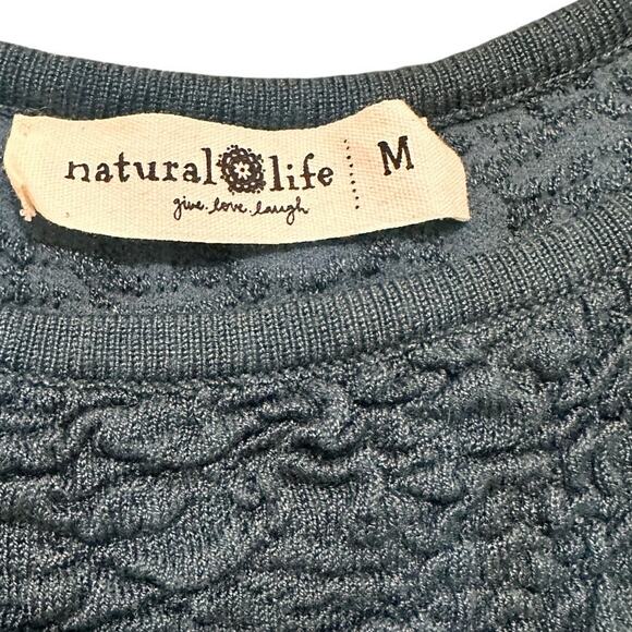 Natural Life Danielle Square Neck Tank Teal Sweater-Like Bubble Texture, M - Picture 2 of 7